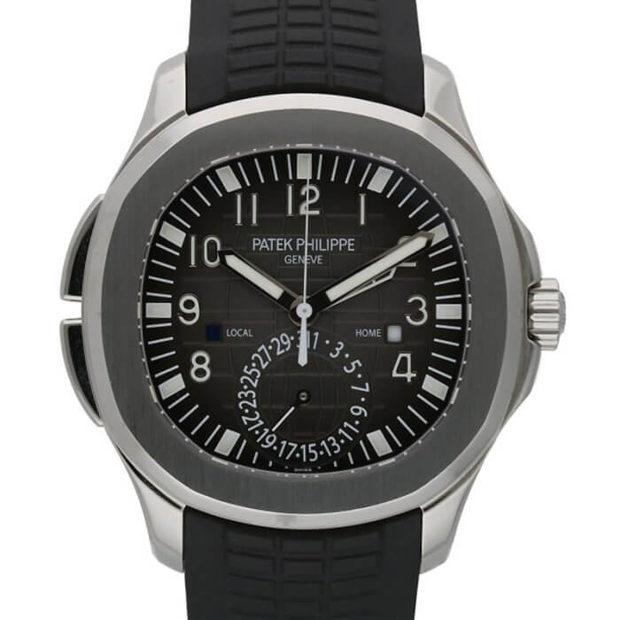 5164A-001 / アクアノート トラベルタイム SS ブラック文字盤 自動巻き腕時計