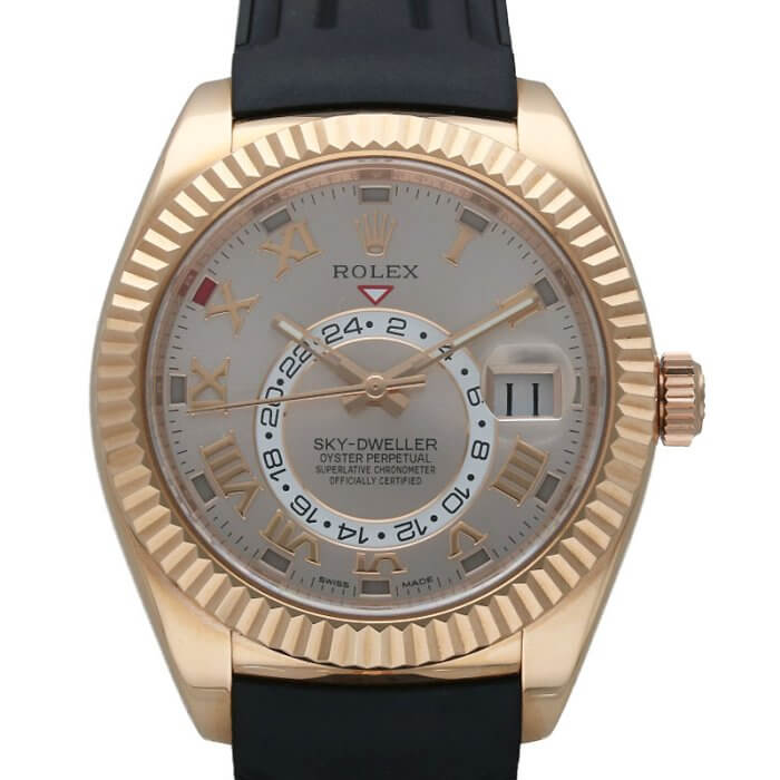 スカイドゥエラー SKY-DWELLER K18PGサンダストローマ文字盤腕時計